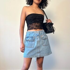 Vintage Guess Light Wash Denim Mini Skirt